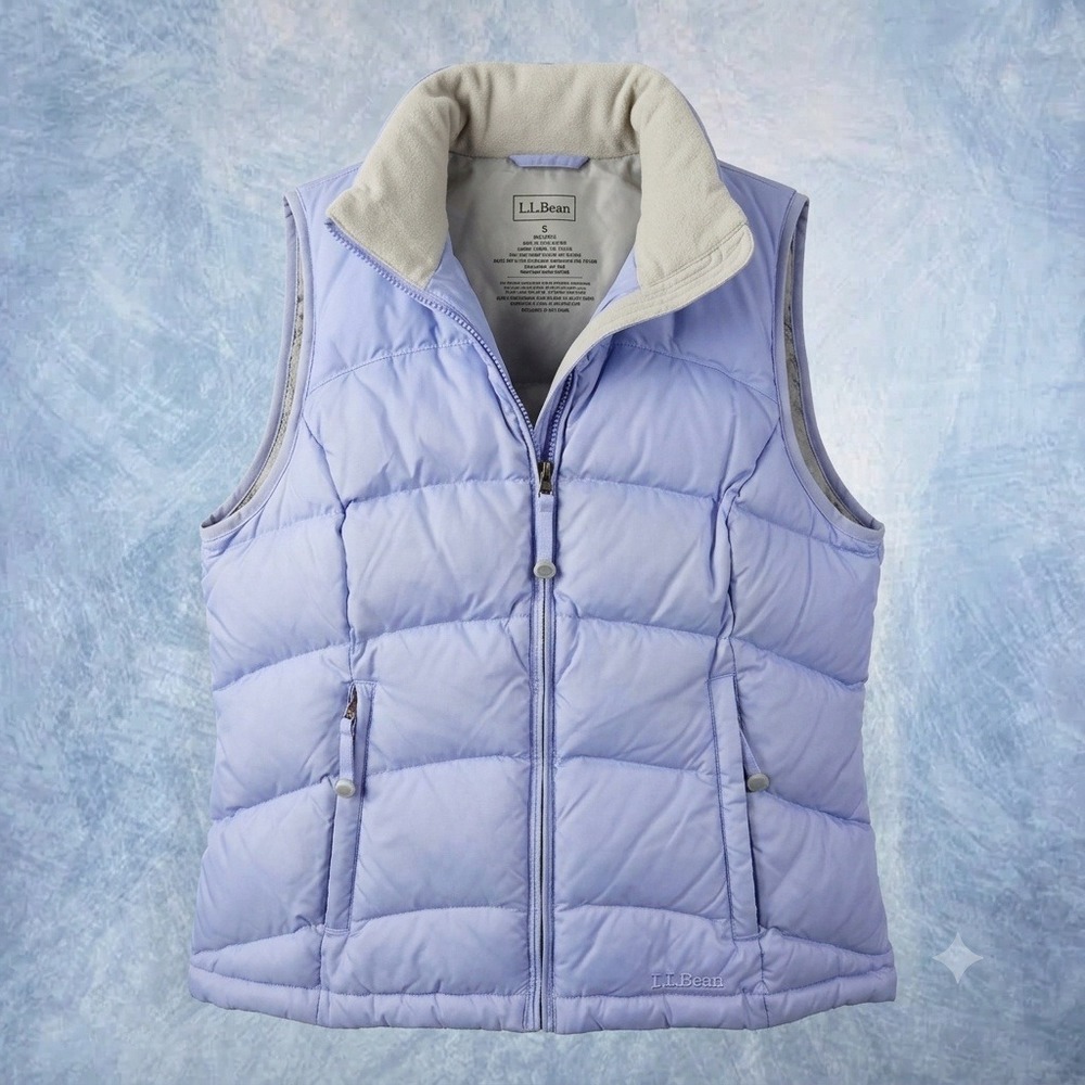 LL Bean Womens Puffer Vest Small Periwinkle Blue Goose Down Quilted OFJT1